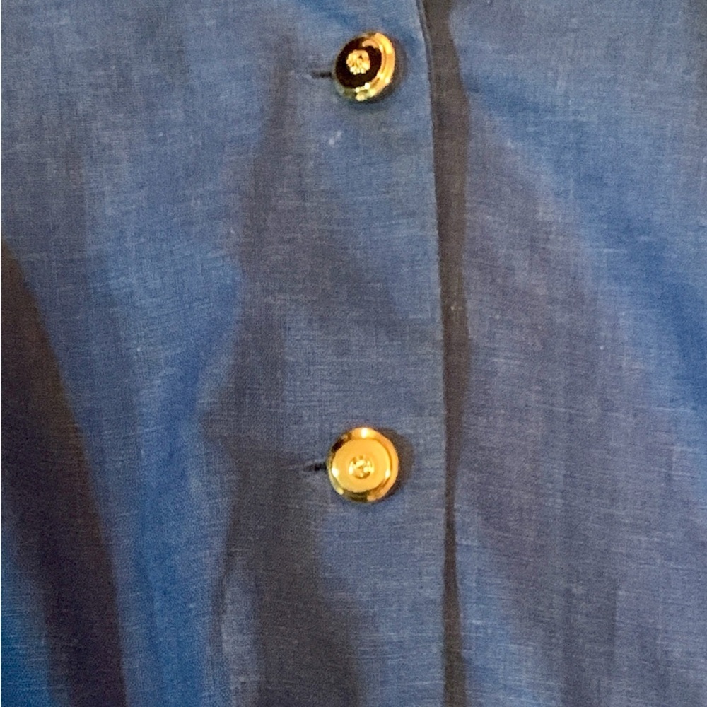 St John Sport By Marie Gray Womens Size XL Jacket Blue Linen Light Weight - Picture 7 of 7